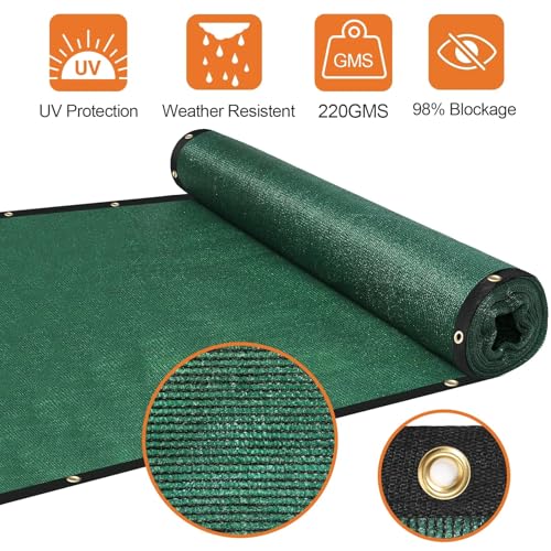 Privacy Fence Screen,with Gloves, 4X50FT Heavy Duty 220GSM 98% Blockage Privacy Screen Fence for Outdoor Wall Garden Yard Backyard (Dark Green) - color: Green, size: 4x50 Ft