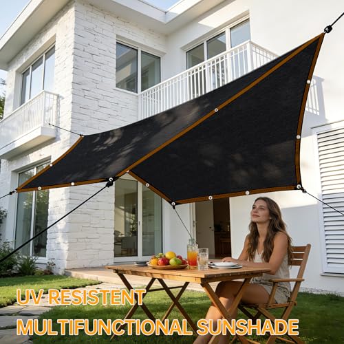 Shade-Cloth 85-90% for Garden Plants 6x12 FT, Black Sun-Block Shade Cover Mesh Tarp with Grommets Sun Shade Canopy for Outdoor Pergola Patio Flower Lawn Kennel Chicken Coop - size: 6x12 FT