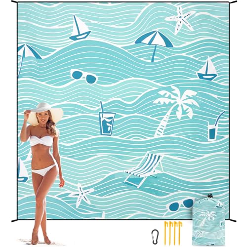 AISPARKY Beach Blanket Waterproof Sandproof Quick Drying Beach Mat Extra Large Outdoor Picnic Blanket for Travel Camping Hiking - color: Stys, size: 79" X 83"