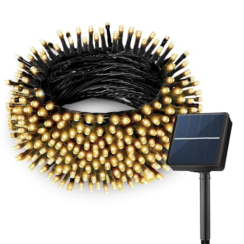 Solar String Lights Outdoor - 200LED 72Ft 8 Modes Waterproof Starry Fairy Lights for Patio Garden Wedding Party Christmas Decor (Warm White) - color: Warm White, size: 72ft