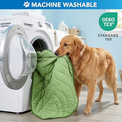 PetAmi Dog Cooling Mat, Leaf Shape, Pet Pad with Cooling Nylon & Soft Fleece, Q-Max > 0.4 Reversible All Season Blanket for Dogs & Cats, Large 52x60 in, Sage Green - color: Sage Green, size: Large