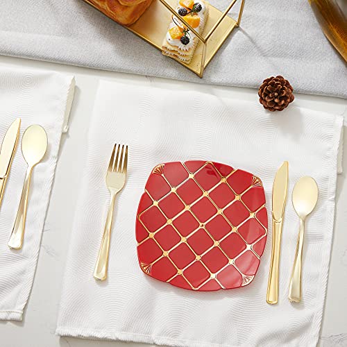 N9R 160pcs Gold Plastic Silverware - Gold Plastic Utensils Set - Tableware Flatware Kit 80 Forks, 40 Spoons, 40 Knives Disposable Cutlery Set for Party, Wedding, Birthday - color: Gold-160Pack