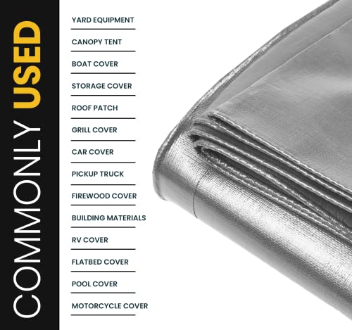 Extra Heavy Duty 16 Mil Tarp Cover, Waterproof, UV Resistant, Rip and Tear Proof, Poly Tarpaulin with Reinforced Edges for Roof, Camping, Patio, Pool, Boat. (Silver/Black 6′ X 8′) - color: Silver/Black-16 Mil, size: 6′ X 8′
