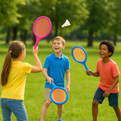 Badminton Racket Set for Kids, Toddlers with Paddles, Ball and Birdie - Junior Kindergarten Student Outdoor Sports Tennis Racquet Play Game Beach Toys - style: 6-Pack