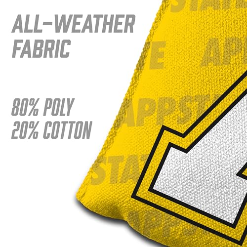 YouTheFan Officially-Licensed NCAA Set of 4 Cornhole Bags - All Weather Regulation 6” x 6” Size - 16oz Weight - Designed in USA - color: Appalachian State Mountaineers - Yellow