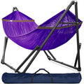 Tranquillo Universal Double Hammock with Stand Included for 2 Persons/Foldable Hammock Stand 600 lbs Capacity Portable Case - Inhouse, Outdoor, Camping, Purple - color: 1. Purple