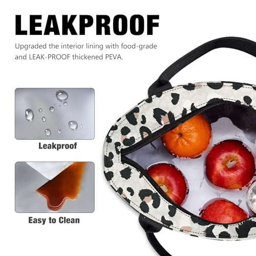 Aosbos Lunch Tote Bag, Insulated Lunch Box for Women, Leakproof Lunch Cooler Purse for Work, Leopard Print - color: B. Leopard