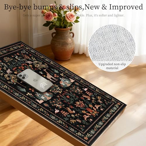 Black Rug Door Mat Indoor Entrance, 2x3 Rug Washable Boho Floral Botanical Animal Small Area Rug, Non-Slip Low Pile Throw Rugs for Kitchen Front Door Indoor Entrance Entry, Laundry, Bathroom - color: B#black (Animal), size: 2' x 3' (Rectangular)
