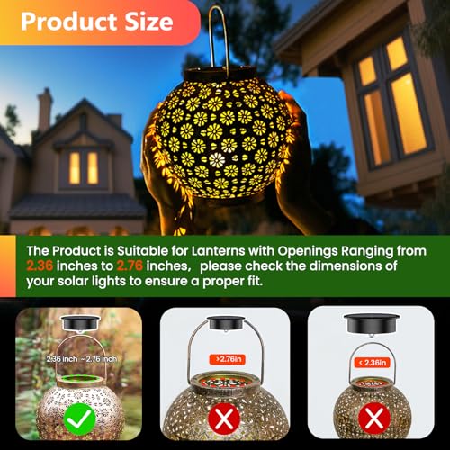 4 Pack Solar Light Replacement Top, 2.76 Inch Waterproof Solar Lantern Light Parts for Outdoor Garden, Pathway, Yard Lights & Decor (Fits Lanterns with 2.36 to 2.76 Inch Openings) - size: 2.76inch-4p