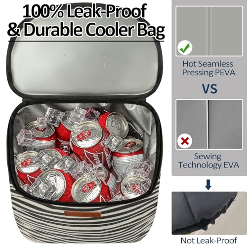 Camping Cooler Backpack 30 45 Cans, Soft Backpack Coolers Insulated Leak Proof Travel Cooler Bag Waterproof Lunch Picnic Beach Work Trip Thermal Bag Drink Beverage Beer Bag Cooler - color: Black White Stripe, size: 45 Cans