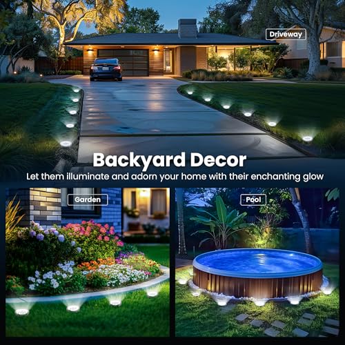 SOLPEX 10 Pack Solar Ground Lights Outdoor Waterproof, Solar Powered Pathway Lights, Landscape Lighting for Garden Walkway Driveway Backyard Decor (Cool White) - color: Cool White, size: 10 Pack
