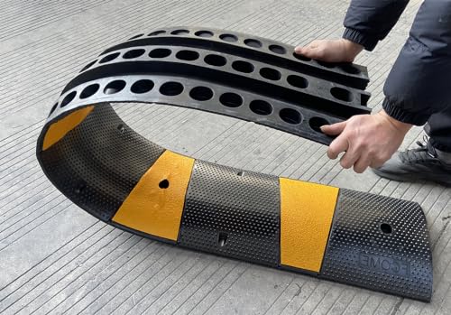 Rubber Speed Bump 6 Feet Rubber Driveway Modular Heavy Duty Speed 72.4 x 12 x 2.4 Inch Cable Protector Ramp for Garage Gravel Roads Asphalt Concrete, 6Ft-Speed Bump (2 pack 6ft speed hump) - color: 2 pack 6ft speed bump