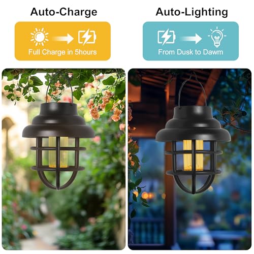 Solar Lights Outdoor Waterproof Hanging Solar Lantern Garden Decor, Hanging Outdoor Lanterns Led Lights for Outside Porch Patio Yard Balcony Pathway - size: 2pack