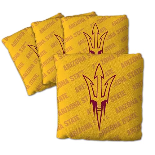 YouTheFan Officially-Licensed NCAA Set of 4 Cornhole Bags - All Weather Regulation 6” x 6” Size - 16oz Weight - Designed in USA - color: Arizona State Sun Devils - Yellow