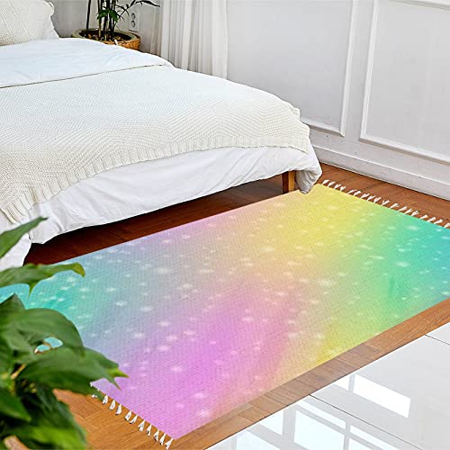 Boho Rug Fantasy Shiny Lights in Pastel Color Background Area Rug Carpet Patio Rug Hallway Runner Rug Mat Pad Minimalist Home Decor for Living Room Bedroom Indoor Outdoor, 90x150cm - color: Multi7, size: 90x150cm