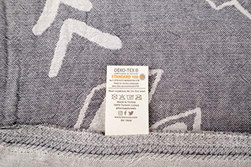 Bersuse 100% Cotton Kona XL Throw Blanket Turkish Towel Beach Blanket - Beach Camping Essentials - 75x90 Inches, Anthracite - color: Anthracite