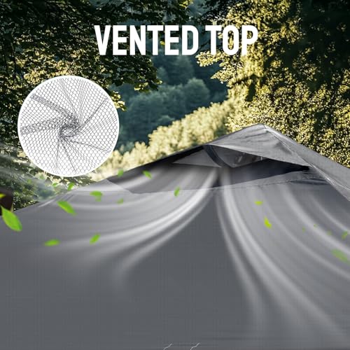CROWN SHADES 10x10 Pop Up Canopy Tent - Patented Center Lock One Push Instant Outdoor Canopy Beach Tent with STO-N-Go Bag 8 Stakes & 4 Sand Bags，Grid Grey - style: Grid Grey