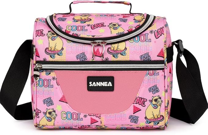 Insulated Cooler Lunch Bag 1.85gal/7L Pink Capibala Reusable Lunch Box Tote for work Picnic Camping Gym Travel - color: 7L Pink Capibala