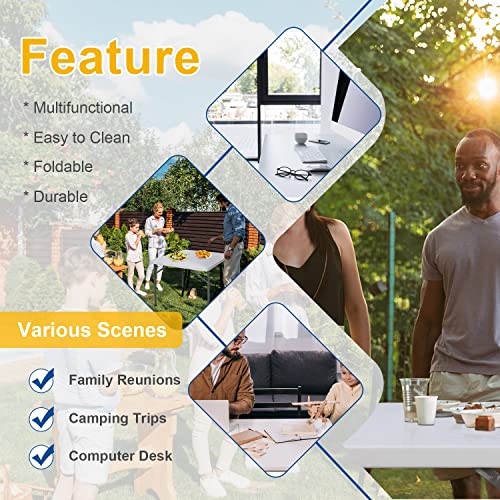 ZENY 3 Foot Portable Folding Table Camping Picnic Table Indoor Outdoor Dining Party Picnic Plastic Table - color: White, size: 33'' × 33''
