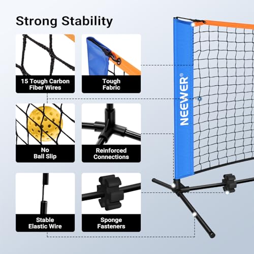 NEEWER Wide Pickleball Net, Small Portable Foldable Driveway Equipment Accessories for Indoor Outdoor Pickle Ball Training & Practice, No Tools Required - size: 12ft