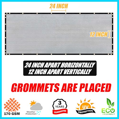 ShadeMart 6' x 12' Fence Privacy Screen Grey Heavy Duty 170 GSM Fencing Mesh Shade Net with Grommets & Zip Ties, 90% Blockage Fence Screen for Balcony Yard Outdoor Garden Pool (We Customize Size) - color: Gray, size: 0 6' x 1 2'