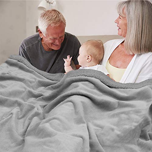 PAVILIA Waterproof Blanket for Couch, Sofa | Waterproof Dog Blanket for Large Dog, Puppy, Cat | Pet Blanket Protector | Plush Soft Warm Fuzzy Sherpa Blanket Bed Throw, Light Grey, 90x90 - color: Light Grey, size: 90x90 Inches