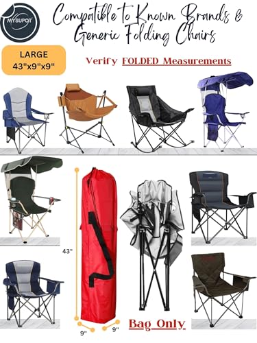 Replacement Bag for Folding Camping Chair, Portable Camp Chair, Hammock, Yoga Mat, Umbrella, Tents, Tripods, Fishing Poles - 420D Oxford Polyester Fabric - color: Red, size: Large 43"x9"x9"
