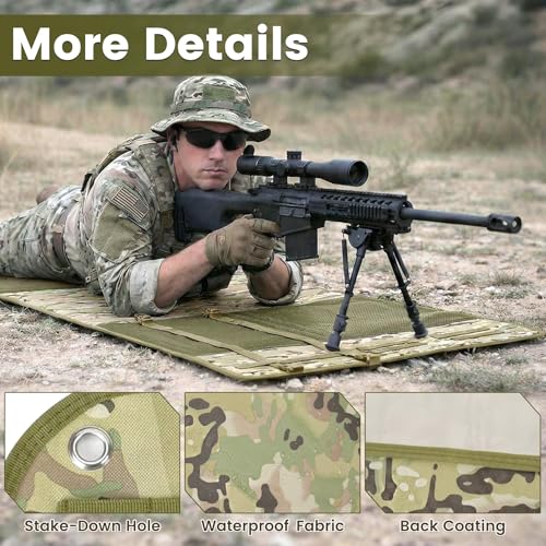 Shooting Mats Prone Padded,Extra Large Tactical Training Shooting Mat for Range Shooting & Hunting, Compact Foldable Water-Resistant Anti-Slip Base with Carry Strap Hunting Mat - color: Multi Camo