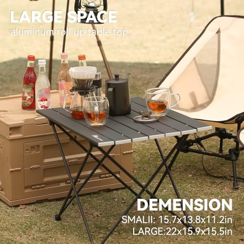 MOON LENCE Ultralight Folding Camping Table, Compact,Portbale with Carry Bag, for Outdoor Cooking, Picnic, Camp, Boat, Travel (Pure Black - S) - color: Pure Black, size: Small