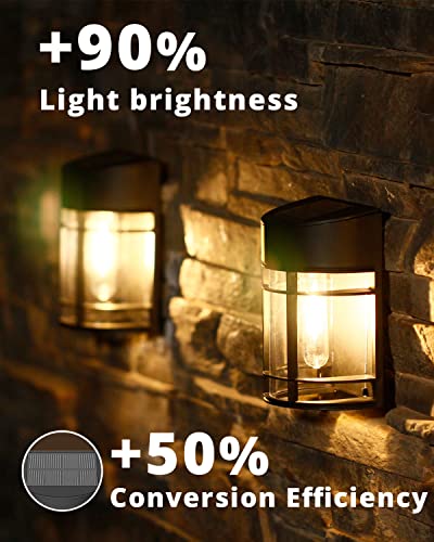Solar Fence Lights Outdoor, 8 Pack Waterproof Solar Lights Outdoor, Outdoor Solar Light Fence Light for Garden Fence Post Step Stair Backyard - color: Black, size: 8 Pack