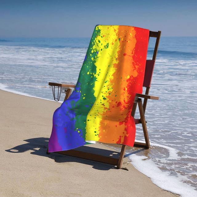 JOOCAR Rainbow LGBT Beach Towel Gay Pride Stripe Beach Towels Vibrant Bath Towels Big Extra Large XL Pool Towels Oversized Clearance Quick Dry for Women Men Summer Decor 30x 60 Inch - color: B1