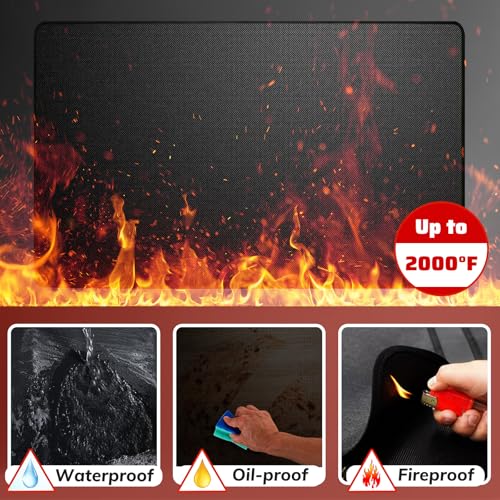 60x40 inch Under Grill Mats for Outdoor Grill, Fireproof Blackstone Mat for Lawn,Gas Grills, Deck and Patio, Fireplace/Fire Pit Mat,Oil-Proof Waterproof BBQ Grill Protector - size: 60x40