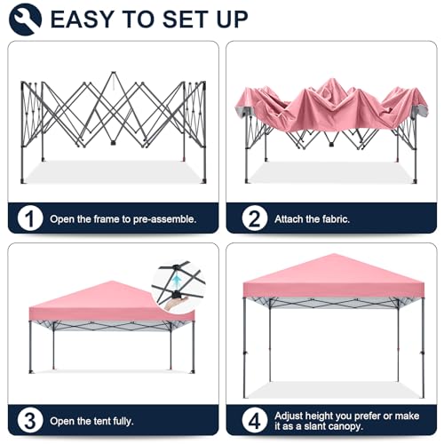 COOSHADE Durable Easy Pop Up Canopy Tent 10x10Ft, Pink - color: Pink, size: 10x10Ft