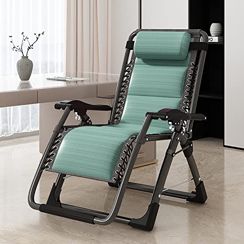 LILYPELLE Zero Gravity Chair, Premium Lawn Recliner Folding Portable Chaise Lounge with Detachable Headrest and Cup Holder, Reclining Patio Lounger Chair - color: Cool Green, style: Zero Gravity Chair