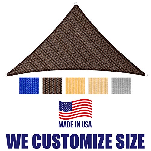 5' x 7' x 9' Brown Sun Shade Sail Triangle Canopy, 95% UV Blockage Awning Shelter Fabric Cloth Screen for Patio Outdoor Backyard - Heavy Duty Commercial Grade (Custom Size - Made in USA) - color: Brown, size: 5' x 7' x 9'