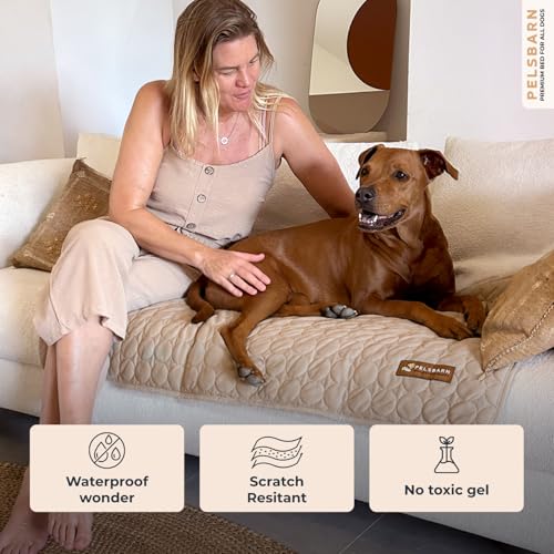 Pelsbarn Dog Cooling Mat- Ice Silk Summer Comfort, Self Cooling, Non-Slip Dog Pad, Durable & Washable, Mat for Large Dogs 25 x 37, Support Shelter Dogs with Every Purchase (Beige) - color: Light Beige, size: Large