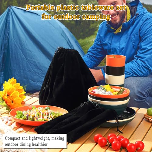 Kyraton Camping Utensils - Mess Kit for Travel, Picnic, Outdoor, Camping Gear - Silverware Set, Cup, Bowl, Plate - Essentials for 4 - color: C. 4 Person