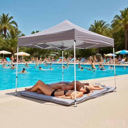 8x8ft Pop Up Canopy Tent with Removable Sidewall, Instant Shade Canopy with Vented Roof for Patio Outdoor Camping with Wheel-Bag, 4 Sand Bags, 8 Stakes, Grey - color: Gray