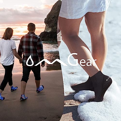 OMGear Water Socks Sand Proof Booties Quick Dry Swim Dive Socks for Sand Soccer Beach Volleyball - color: Black/Aqua, size: Small