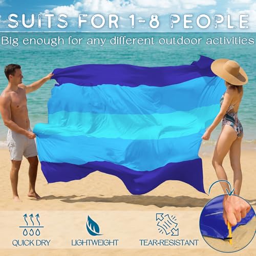 BYDOLL Beach Blanket 10'X9' Waterproof Sandproof Suits1-8 Adults Oversized Lightweight Large Blanket Picnic Mat for Beach Sand Free Travel Camping Hiking Picnic - color: Blue5, size: 10'X9'
