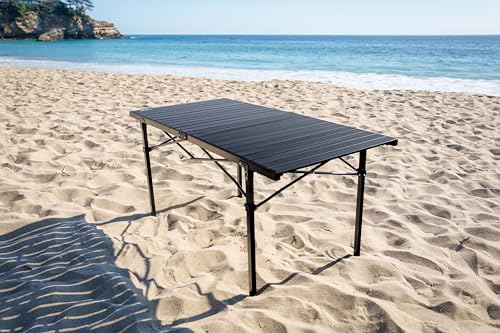 MOUNTAIN SUMMIT GEAR Heavy-Duty Roll-Top Table for Camping - Portable Aluminum-Top Folding Table with Steel Frame by Caddis Sports, Inc. (Extra Large) - size: X-Large