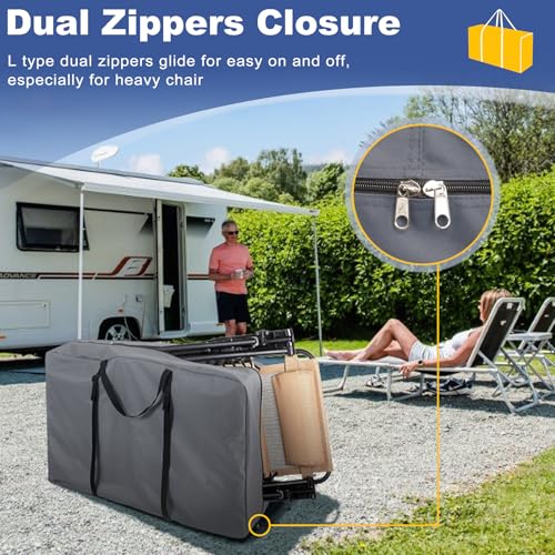 Explore Land Heavy Duty Chair Storage Bag for Folding Longue Zero Gravity Light Weight Transport Folding Rollator Walker (2PACK-Grey) - color: 2 Pack: Grey
