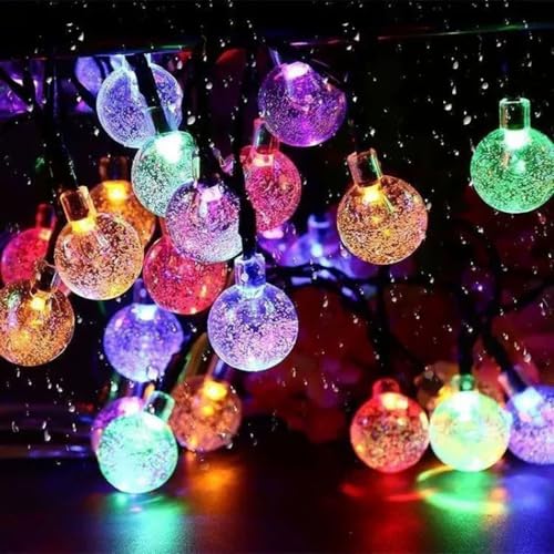 Solar String Lights Outdoor 100 Led 40 Feet Crystal Globe Lights with 8 Lighting Modes, Waterproof Solar Powered Patio Light for Garden Yard Porch Wedding Party Outdoor Decoration(Multicolor)