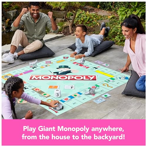 Spin Master Games, Monopoly Giant Edition, Classic Family Board Game for Indoor & Outdoor Play with Oversized Board, Screenless Activity, 2-4 Players, for Ages 6 & Up - style: Giant Monopoly