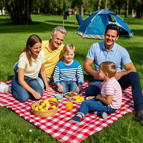 Outdoor Picnic Blanket,Extra Large Picnic Blanket Beach Blankets, Picnic Mat Waterproof Sand Proof Foldable Portable for Outdoor Camping Hiking Travel Grass Music Festival Lawn Mats (red) - color: Red