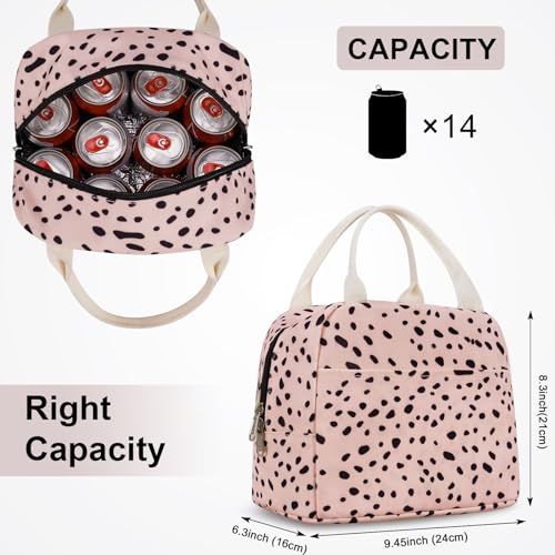 EurCross Pink Lunch Bag for Women,Chic Trendy Portable Lightweight Insulated Small Lunch Box Tote Bag for Preppy College or Adult Work Office - color: Pink