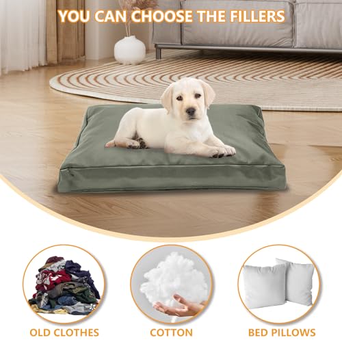 Replacement Dog Bed Cover,Heavy Duty Waterproof Removable 54" L x 44" W x 4" H Reusable Dog Bed Covers with Zipper.Grey Green,Cover Only - color: Grey Green, size: 54" L x 44" W x 4" H