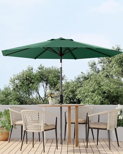 GarveeLife Outdoor Patio Umbrella, Table Market Umbrella with Push Button Tilt and Crank, 8 Sturdy Ribs UV Protection Waterproof for Garden, Deck, Backyard, Pool - color: Dark Green, size: 7.5FT