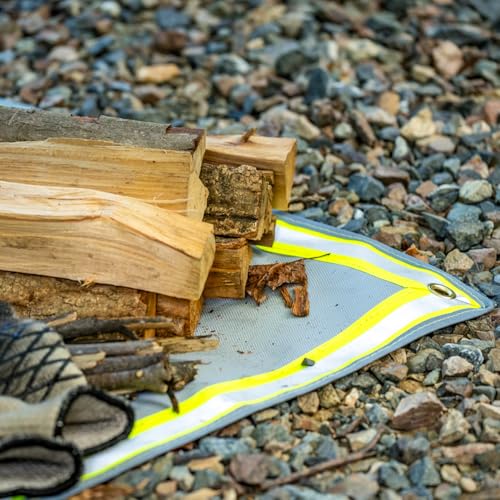 POMOLY Fire Pit Mat,Fireproof Mat Visible at Night-Great for Deck Fire Pit Base,Patio Fire Pits Pad for Outdoor Wood Burning, Wood Floor, Grass, Campsite, Lawn(39.4'' X39.4'') - size: Large