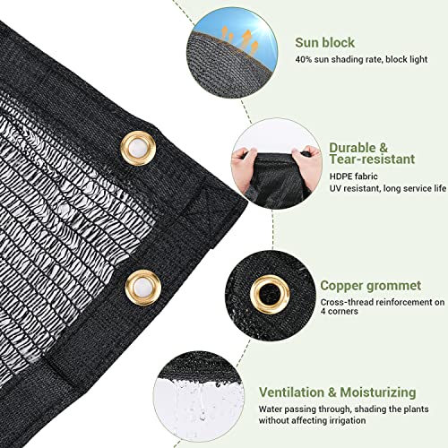 40% Garden Shade Cloth, 20x20FT HDPE Mesh Tarp with Upgraded Grommets, UV-Resistant Outdoor Sun Shades for Greenhouse, Garden, Patio Plants, Pergola - color: 40%, size: 20x20FT
